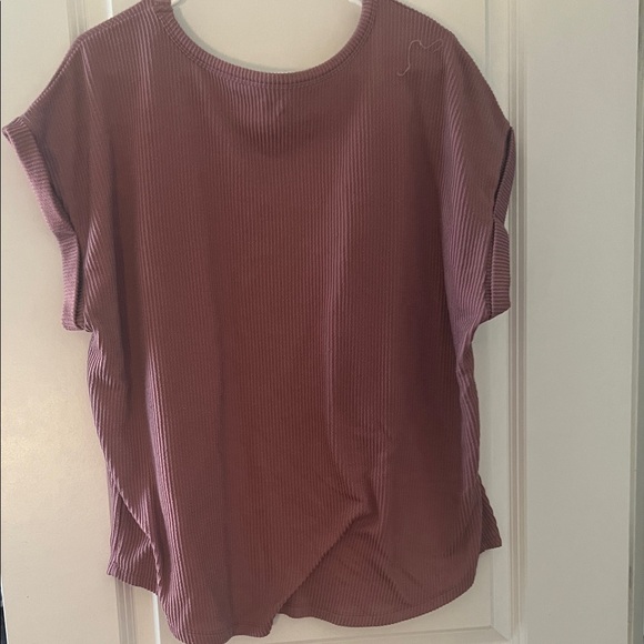 Maurices Ribbed Short Sleeve Top - Dusty Rose - Picture 3 of 4